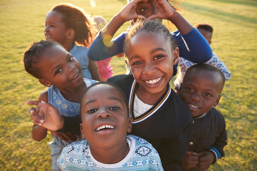 School kids having fun outdoors